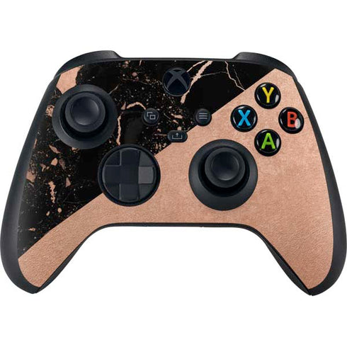 Black and Rose Gold Marble Split Xbox Series X Bundle Skin